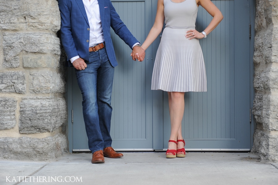 Engagement session with red shoes
