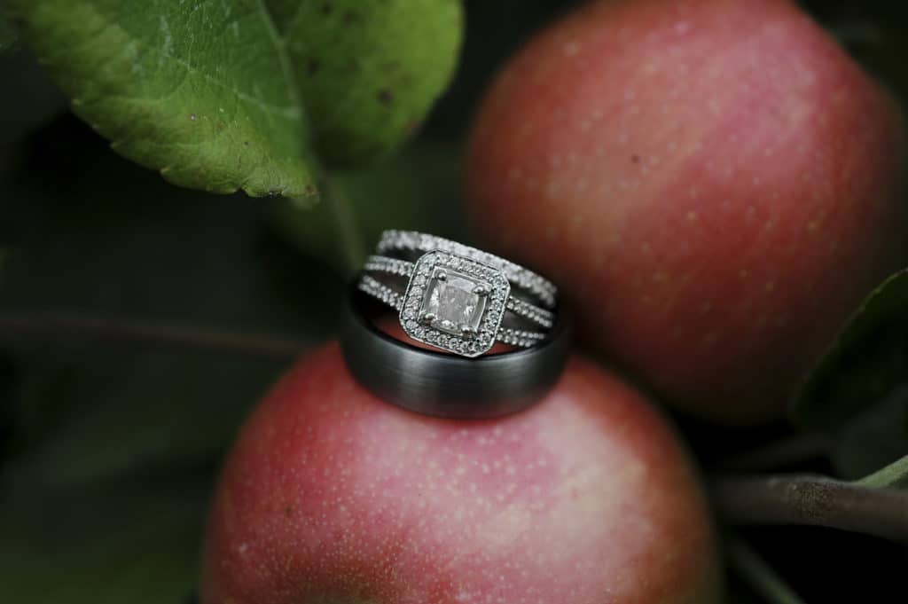 Wedding rings at Deer Lake Orchard